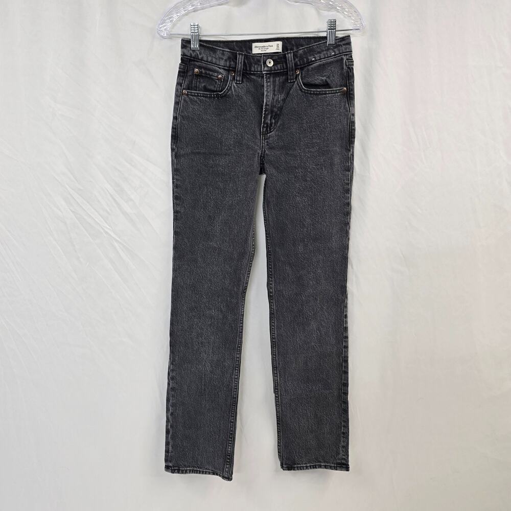 Abercrombie & Fitch The 90s Straight Mid Rise Jeans Women's 24 Black Wash